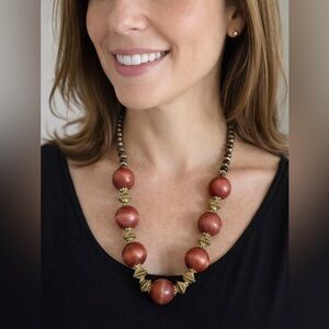Handcrafted Red Bead Statement Necklace
